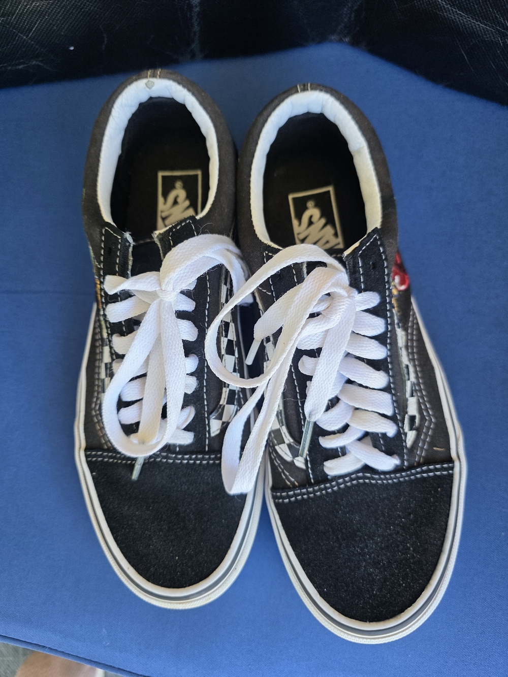 Vans Old Skool Off The Wall Embroidered Checkerboard Sneakers W8 M6.5 With Bag - Picture 7 of 16